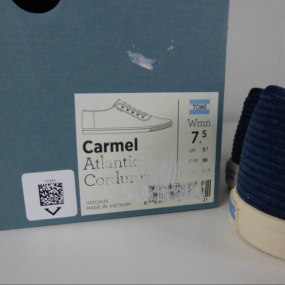 Toms Carmel Corduroy Shoes Atlantic Blue Sneaker - Picture 8 of 8